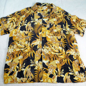 Panama Jack Parrot Drinking Beer Button Up X-Large